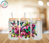 16oz Glass Tumbler - Butterfly Garden