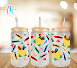 16oz Glass Tumbler - Crayons