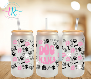 16oz Glass Tumbler - Dog Mama