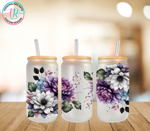 16oz Glass Tumbler - Flowers