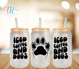 16oz Glass Tumbler - Iced Coffee Dogs