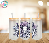 16oz Glass Tumbler - Skull Flowers