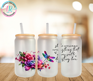 16oz Glass Tumbler - She Overcame