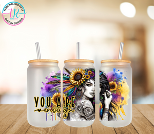 16oz Glass Tumbler - You Are Enough