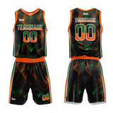 custom gradual change basketball suit for adults and kids  personalized jersey black-orange