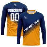 Custom Basketball Soccer Football Shooting Long T-Shirt for Adults and Kids Navy&Gold