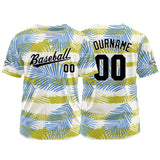 Custom Full Print Design Baseball Jersey blue-yellow green