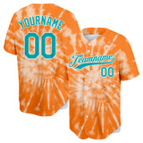 Custom Full Print Design Orange Tie-Dyed Baseball Jersey