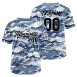 Custom Full Print Design Baseball Jersey gray blue