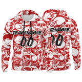 Custom Sweatshirt Hoodie For Man Woman Girl Boy Print Your Logo Name Number Red&White