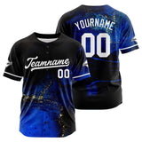 Custom Full Print Design Baseball Jersey black-blue