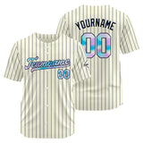 Custom Stripe-Cream Navy Baseball Jersey Stitched Design Personalized Hip Hop Baseball Shirts