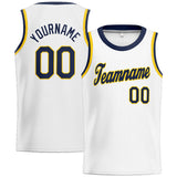 Custom Stitched Basketball Jersey for Men, Women And Kids White-Navy-Yellow