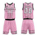 custom bandanna basketball suit for adults and kids  personalized jersey pink