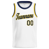 Custom Stitched Basketball Jersey for Men, Women And Kids White-Navy-Yellow