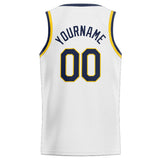 Custom Stitched Basketball Jersey for Men, Women And Kids White-Navy-Yellow