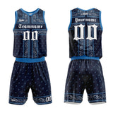 custom bandanna basketball suit for adults and kids  personalized jersey navy