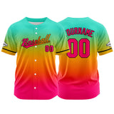 Custom Full Print Design Baseball Jersey pink red-orange-aqua