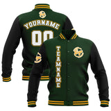 Custom Black Drak Green Yellow Waterproof Varsity Jackets Personalized Stitched Name Number Logo to Letterman Jackets