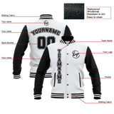 Custom Black White Waterproof Varsity Jackets Personalized Stitched Name Number Logo to Letterman Jackets