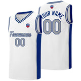 Custom basketball jersey shorts for men and women. Embroidered and printed name, number and logo White