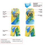 Custom Basketball Jersey Uniform Suit Printed Your Logo Name Number Yellow&Blue