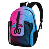 Customize Pink Blue Sports Backpacks Featuring Personalized Names, Numbers and Logos