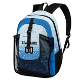 Customize Sky Blue Sports Backpacks Featuring Personalized Names, Numbers and Logos