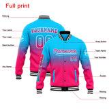 Custom Gradient Varsity Jacket Letterman jacket for Men, Women and Youth Light Blue Pink