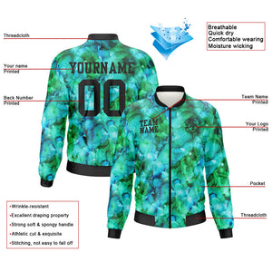 Custom Long Sleeve Windbreaker Jackets Uniform Printed Your Logo Name Number Green