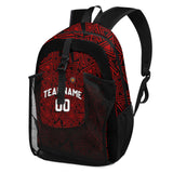 Customize Red White Sports Backpacks Featuring Personalized Names, Numbers and Logos