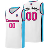 Custom basketball jersey shorts for men and women. Embroidered and printed name, number and logo White