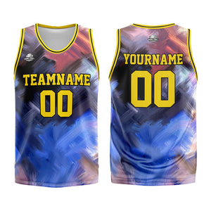 Custom Basketball Jersey Uniform Suit Printed Your Logo Name Number Yellow&Blue