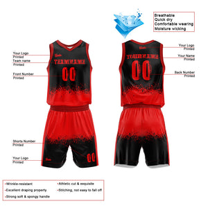 Custom Reversible Basketball Suit for Adults and Kids Red-Black