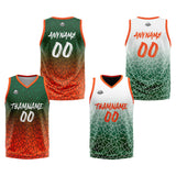 Custom Reversible Basketball Suit for Adults and Kids Personalized Jersey Flaw-Green&Orange