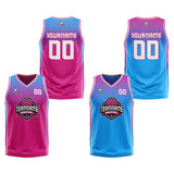 Custom Reversible Basketball Suit for Adults and Kids Personalized Jersey Hot Pink-Blue