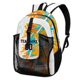 Customize Orange Black Sports Backpacks Featuring Personalized Names, Numbers and Logos