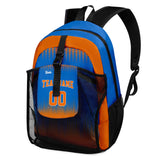 Customize Royal Orange Sports Backpacks Featuring Personalized Names, Numbers and Logos