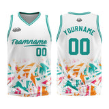 Custom Basketball Jersey Uniform Suit Printed Your Logo Name Number White&Aqua