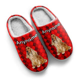 Custom Your Own Personalized Cotton Slippers for Dog Cat Lover Add Any Text Photoes Red Diamond