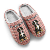 Custom Your Own Personalized Cotton Slippers for Dog Cat Lover Add Any Text Photoes Pink  Lattice