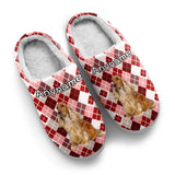 Custom Your Own Personalized Cotton Slippers for Dog Cat Lover Add Any Text Photoes Red&White Diamond