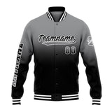 Custom Gradient Varsity Jacket Letterman jacket for Men, Women and Youth Grey Black