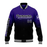 Custom Gradient Varsity Jacket Letterman jacket for Men, Women and Youth Purple Black