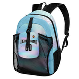 Customize Light Blue Sports Backpacks Featuring Personalized Names, Numbers and Logos