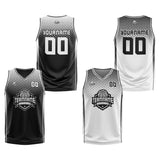 Custom Reversible Basketball Suit for Adults and Kids Personalized Jersey Black-White