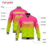 Custom Gradient Varsity Jacket Letterman jacket for Men, Women and Youth Pink Chartreuse