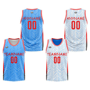 Custom Reversible Basketball Suit for Adults and Kids Personalized Jersey Light Blue&White