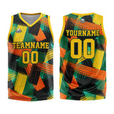 Custom Basketball Jersey Uniform Suit Printed Your Logo Name Number Grid&Yellow&Green