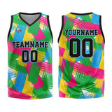 Custom Basketball Jersey Uniform Suit Printed Your Logo Name Number Grid&Green&Pink